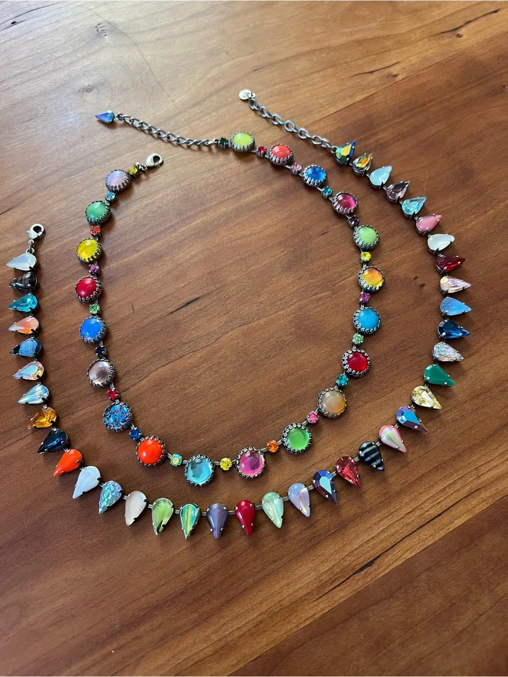 Vesper Obscura (Mia Vesper) layering choker necklaces Silver multi rainbow jewel